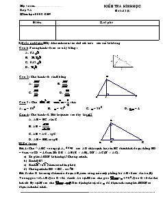 Đề kiểm tra hình học trường THCS  Hải Vân