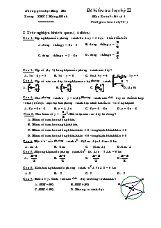 Đề kiểm tra học kỳ II môn Toán 9 - Đề số 1 - Trường THCS Hồng Minh