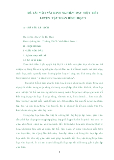 Đề tài một vài kinh nghiệm dạy một tiết luyện tập toán Hình học 9