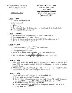 Đề thi thử vào THPT năm học: 2009 – 2010 môn: Toán - Trường THCS Cẩm Đoài