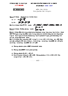 Đề thi và đáp án tuyển sinh lớp 10 môn toán THPT Kiên Giang năm học 2008- 2009