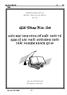 Giải pháp hữu ích giúp học sinh củng cố kiến thức về hm số bậc nhất dưới hình thức trắc nghiệm khách quan