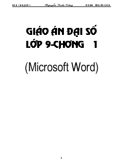 Giáo án Đại số 9 - Nguyễn tuấn cường - Trường THCS Thái Sơn