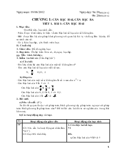 Giáo án Đại số 9 - Tiết 1 - Bài 1: Căn bậc hai