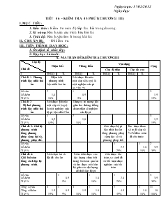 Giáo án Đại số 9 - Tiết 46 - Kiểm tra 45 phút(chương iii)