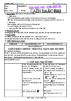 Giáo án Đại số 9 Trường THCS Đông Thành - Tuần 1 - Tiết 1 : Căn bậc hai, căn bậc ba