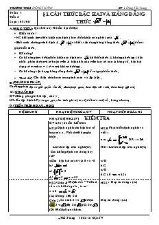Giáo án Đại số 9 Trường THCS Đông Thành - Tuần 1 - Tiết 2 : Căn thức bậc hai và hằng đẳng thức