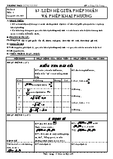 Giáo án Đại số 9 Trường THCS Đông Thành - Tuần 2 - Tiết 4 : Liên hệ giữa phép nhân và phép khai phương