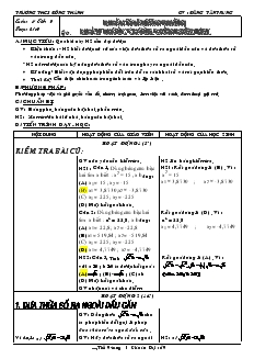 Giáo án Đại số 9 Trường THCS Đông Thành - Tuần 5 - Tiết 9 : Biến đổi đơn giản biểu thức chứa căn bậc hai