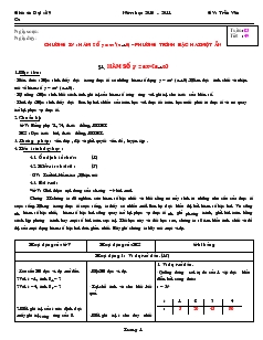 Giáo án Đại số 9 - trường THCS Yên Mỹ Chương IV : Hàm số y = ax2(a0) – phương trình bậc hai một ẩn