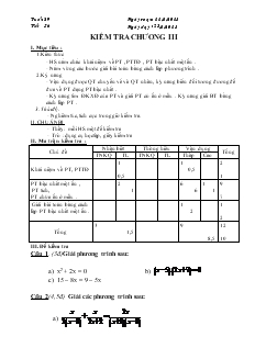 Giáo án Đại số 9 - Tuần 29 - Tiết 56 : Kiểm tra chương III