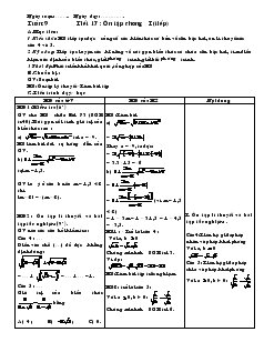 Giáo án Đại số 9 - Tuần 9 - Tiết 17: Ôn tập chương I (tiếp)