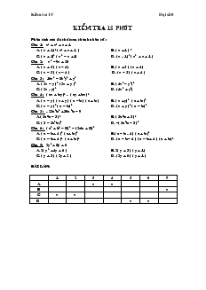 Giáo án Đạo số 8 - Kiểm tra 15 phút