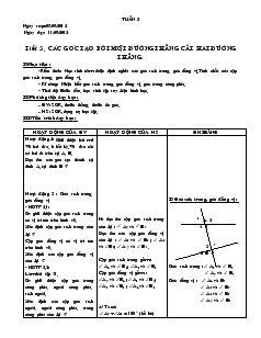 Giáo án Hình học 7 - Tuần 3 Tiết 5 : Các góc tạo bởi một đường thẳng cắt hai đường thẳng