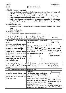 Giáo án Hình học 8 - Tiết 2 : Hình Thang