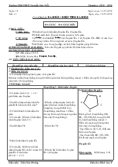 Giáo án Hình học 8 - Trường TH&THCS Nguyễn Văn Trỗi - Tuần 13 - Tiết 25 : Đa giác – đa giác đều