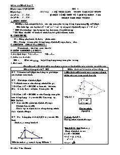 Giáo án Hình học 9 chương I : Hệ thức lượng trong tam giác vuông