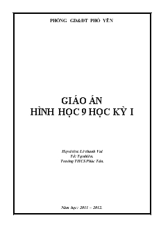 Giáo án Hình học 9 học kỳ I - Lê Thanh Vui