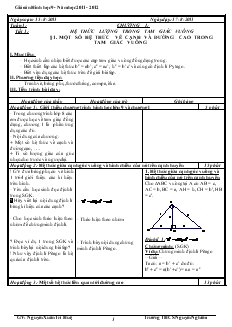 Giáo án Hình học 9 năm học 2011 - 2012