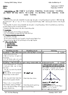 Giáo án Hình học 9 - Trường THCS Liêng Srônh - Tiết 1 đến tiết 19