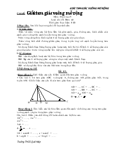 Giáo án Hình học lớp 9 - Chủ đề: Giải tam giác vuông mở rộng