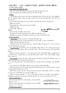 Giáo án Hình học lớp 9 - Chủ đề I: Lực, khối lượng, khối lượng riêng