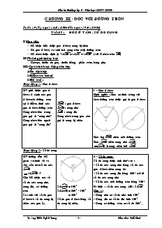 Giáo án Hình học lớp 9 năm học: 2007- 2008 - Chương III: Góc với đường tròn