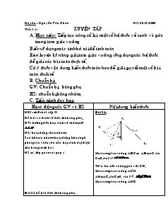 Giáo án Hình học lớp 9 - Nguyễn Văn Châu - Tiết 14: Luyện tập