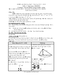 Giáo án Hình học lớp 9 - Tiết 1, 2: Một số hệ thức về cạnh và đường cao trong