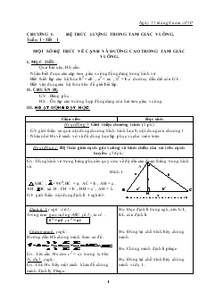 Giáo án Hình học lớp 9 - Tiết 1 đến tiết 19 năm 2010