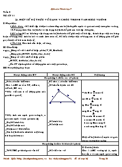 Giáo án Hình học lớp 9 - Tiết 11: Một số hệ thức về cạnh và góc trong tam giác vuông