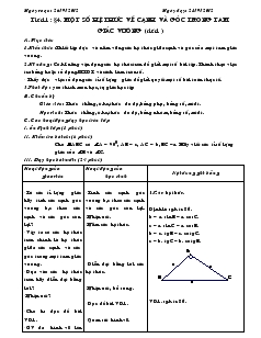 Giáo án Hình học lớp 9 - Tiết 11: Một số hệ thức về cạnh và góc trong tam giác vuông (tiết 1)