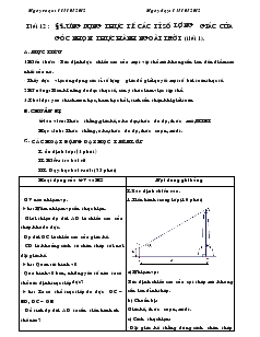 Giáo án Hình học lớp 9 - Tiết 12: Ứng dụng thực tế các tỉ số lượng giác của góc nhọn, thực hành ngoài trời