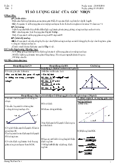 Giáo án Hình học lớp 9 - Tiết 5: Tỉ số lượng giác của góc nhọn