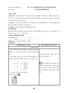 Giáo án Hình học lớp 9 - Tiết 59: Hình trụ. diện tích xung quanh và thể tích hình trụ + Tiết 60: Luyện tập