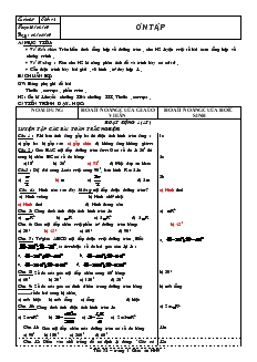 Giáo án Hình học lớp 9 - Tiết 72: Ôn tập