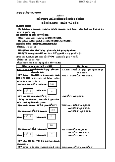 Giáo án Hình học lớp 9 - Tiết 8: Sử dụng máy tính bỏ túi để tìm tỷ số lượng giác và góc - Trường THCS Quý Hoà