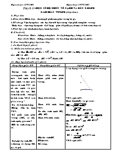 Giáo án Hình học lớp 9 - Tiết 9: Một số hệ thức về cạnh và góc trong tam giác vuông (tiếp theo)