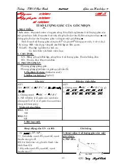 Giáo án Hình học lớp 9 - Trường THCS Đại Bình - Tiết 5, 6: Tỉ số lượng giác của góc nhọn