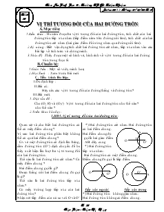 Giáo án Hình học lớp 9 - Trường THCS Triệu Thuận - Tiết 30: Vị trí tương đối của hai đường tròn