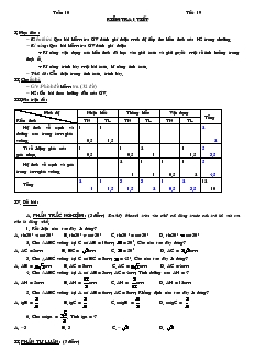 Giáo án Hình học lớp 9 - Tuần 10 - Tiết 19: Kiểm tra 1 tiết