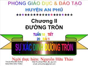 Giáo án Hình học lớp 9 - Tuần 10 - Tiết 20 - Bài 1: Sự xác định đường tròn tính chất đối xứng của đường tròn