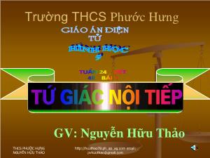 Giáo án Hình học lớp 9 - Tuần 24 - Tiết 48 - Bài 7: Tứ giác nội tiếp