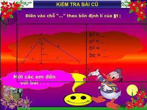 Giáo án Hình học lớp 9 - Tuần 3 - Tiết 4 - Bài: Luyện tập các hệ thức về cạnh và đường cao trong tam giác vuông (tiếp)