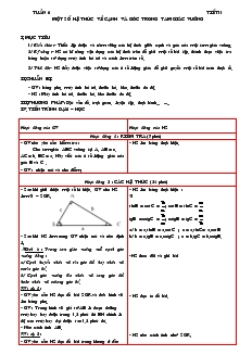 Giáo án Hình học lớp 9 - Tuần 6 - Tiết 11: Một số hệ thức về cạnh và góc trong tam giác vuông