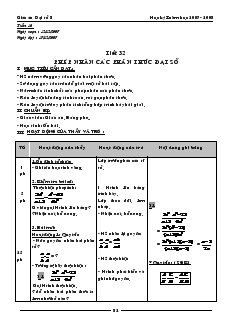 Giáo án môn Đại số 8 - Tiết 32 đến tiết 34