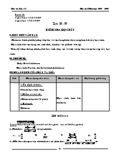 Giáo án môn Đại số 8 - Tiết 38 đến tiết 40