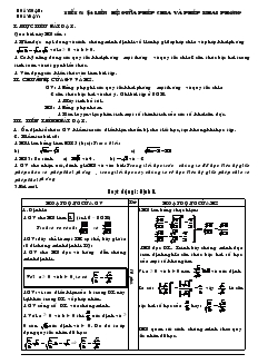 Giáo án môn Đại số 9 - Tiết 6 - Bài 4: Liên hệ giữa phép chia và phép khai phương