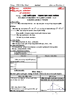 Giáo án môn Hình học 9 - Bài: Một số hệ thức về cạnh và đường cao trong tam giác vuông - Trường THCS Đại Bình