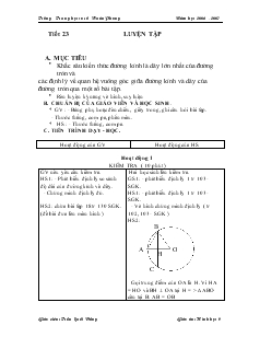 Giáo án môn Hình học 9 - Tiết 23: Luyện tập